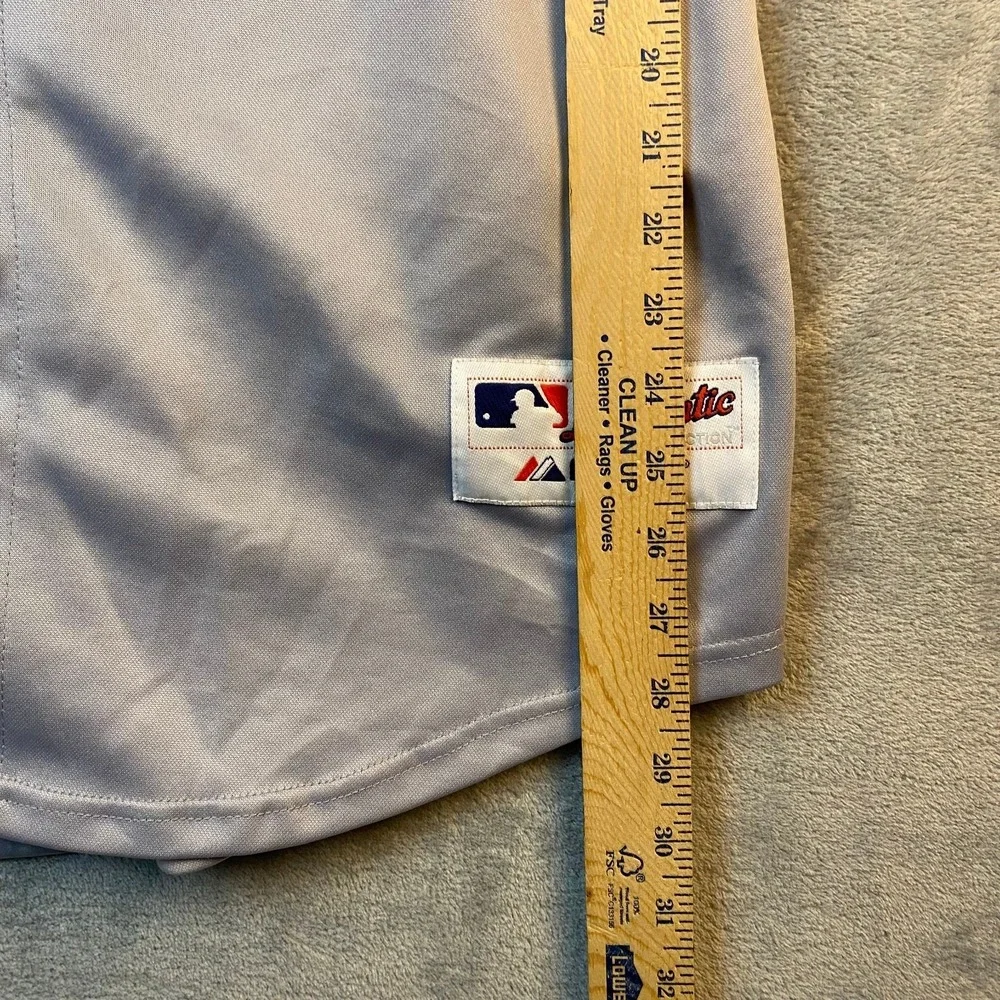 Majestic Boston Red Sox Dustin Pedroia 15 Gray Authentic MLB Jersey Size 52